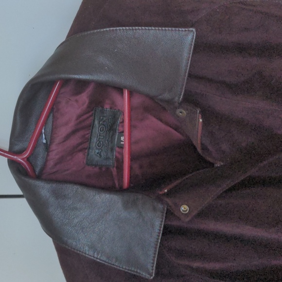 Purple leather and suede coat - Picture 6 of 6